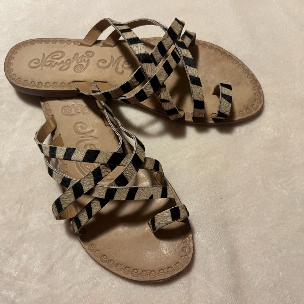 Naughty Monkey Black and Tan Sandals Versatile Comfort